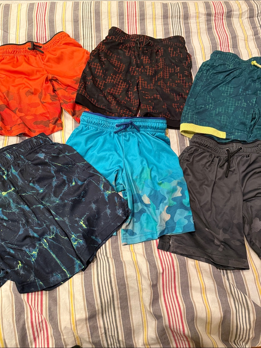 all in motion Kids 6-Pack Active Shorts - Orange, Black, Teal, Blue, Navy, Gray